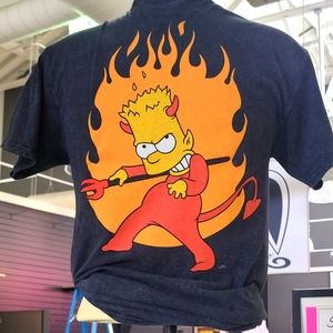 Men's The Simpsons Devilish Bart Simpson Black T-Shirt 100% Cotton